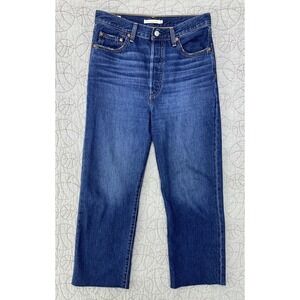Levi Premium Big E Ribcage Straight Ankle Raw Hem Jeans / Women's 29 (29x27)